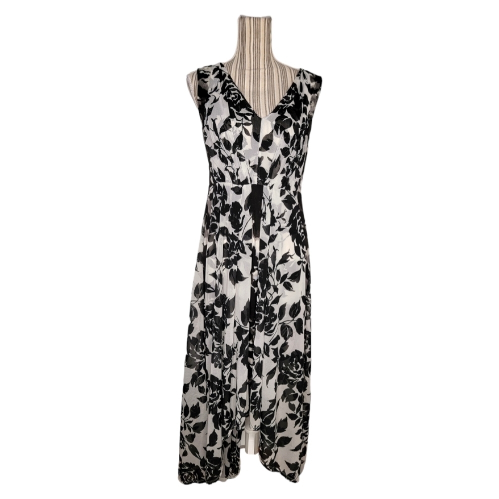 Simply Vera Vera Wang Cloudy Blooms V-Neck Sleeveless High Low Dress